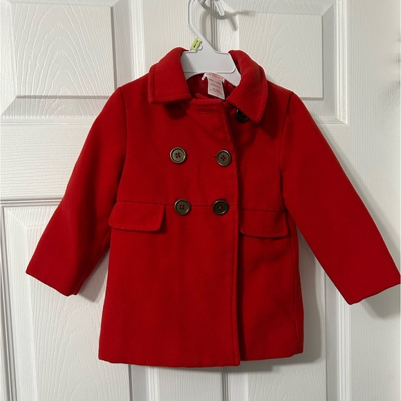 EUC Joe Fresh 12-18m red pea coat - Picture 1 of 7